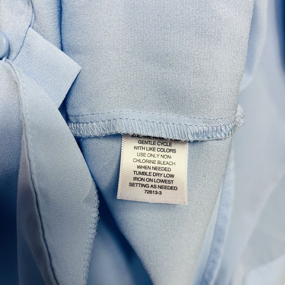 Worthington Womens XL Light Blue Semi Sheer Button Up Blouse Long Sleeve Career - Picture 8 of 8